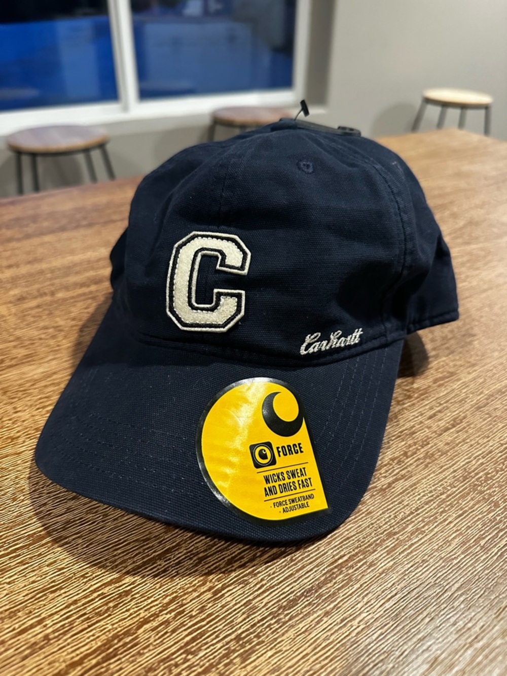NEW Carhartt Hat Cap Strap Back Navy Canvas Force Men OS Workwear Logo Casual